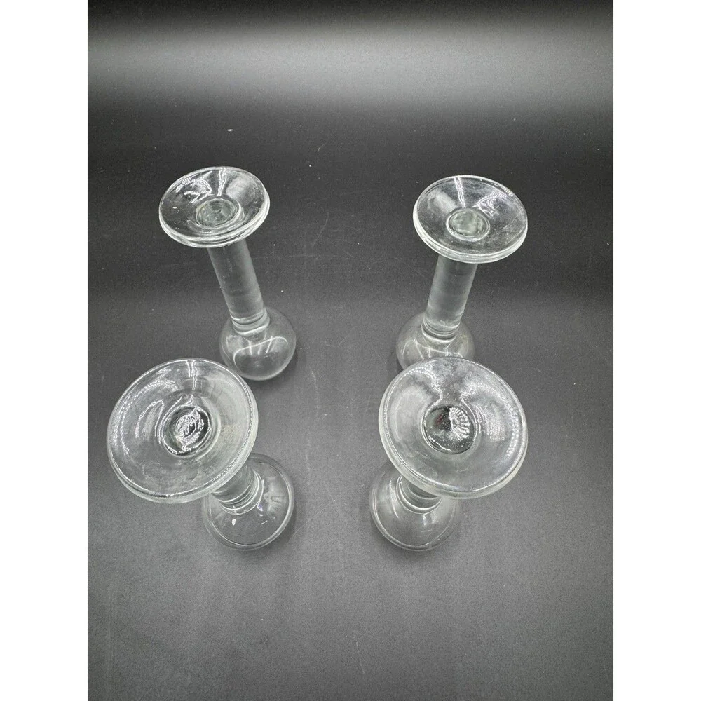 4 Heavy 5.5” Crystal Clear Liqueur Apertif Round Bowl Shot Glass Pillar Stem.